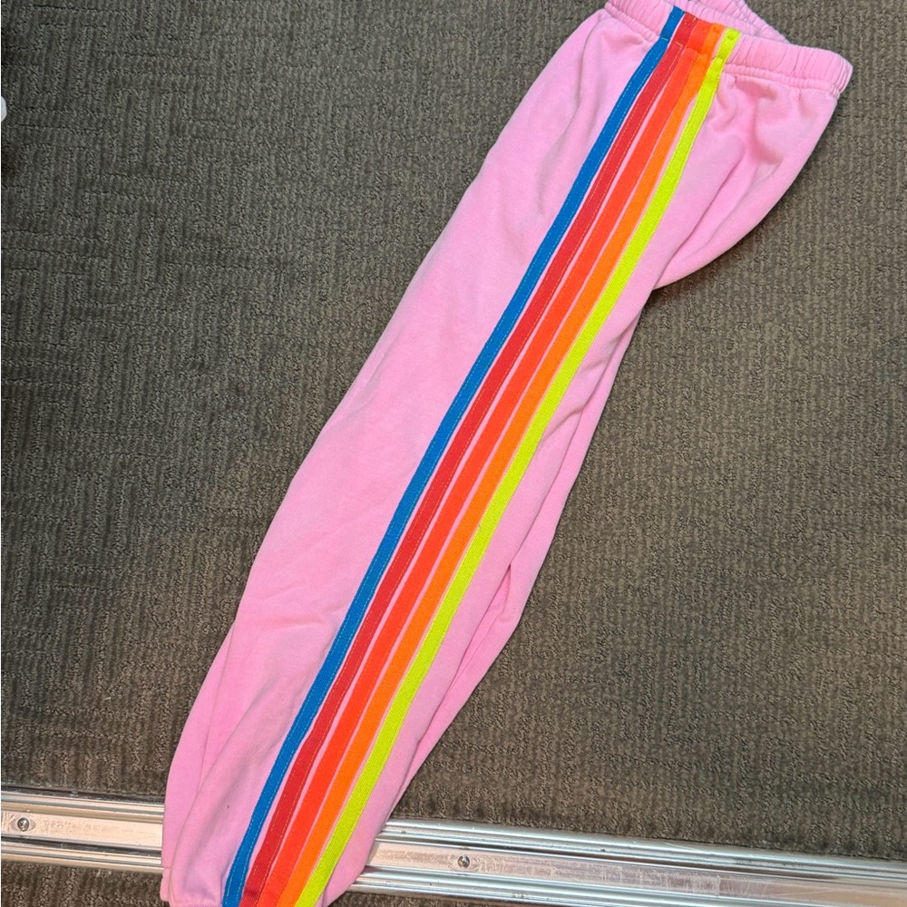 Aviator Nation Pink Rainbow Logo Sweatpants